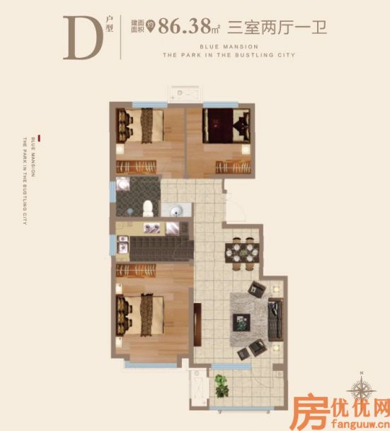 建筑面积86.38